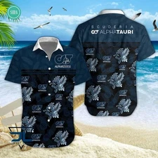 F1 Team AlphaTauri Tropical Hibiscus Hawaiian Shirt