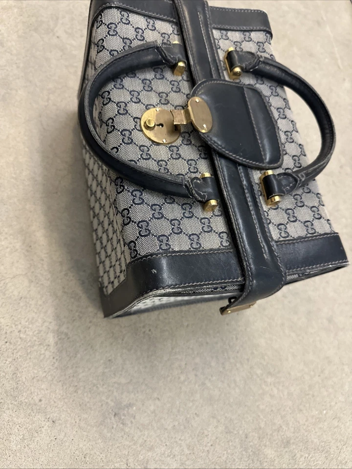 Винтажный Gucci traincase темно-багаж монограмма - Изображение 2 из 4