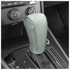 Leather Gear Shift Cover Diamond Embroidery Design,Durable Shift Knob Gray