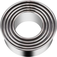 5 Pieces Biscuit Cookie Cutters Set,Stainless Steel Circle Round Cookie Biscuit