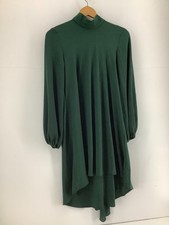Zack London Green High Neck Long Sleeve Asymmetric Hem Dress UK 8 Work
