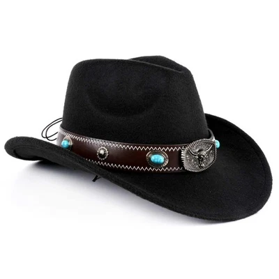Trilby Fedora Chapeau de cowboy en feutre de laine à large bord | Casquette d... - Photo 1/4