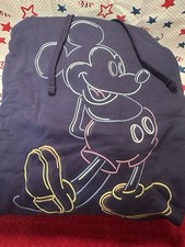 NWT Disney Mickey Mouse Navy Graphic Pullover Fleece Hoodie Adult 2XL