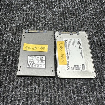 Lot of 2 960GB/1TB SATA SSD 2.5  Inch Kingston Crucial TestedWorking 94%+ Health