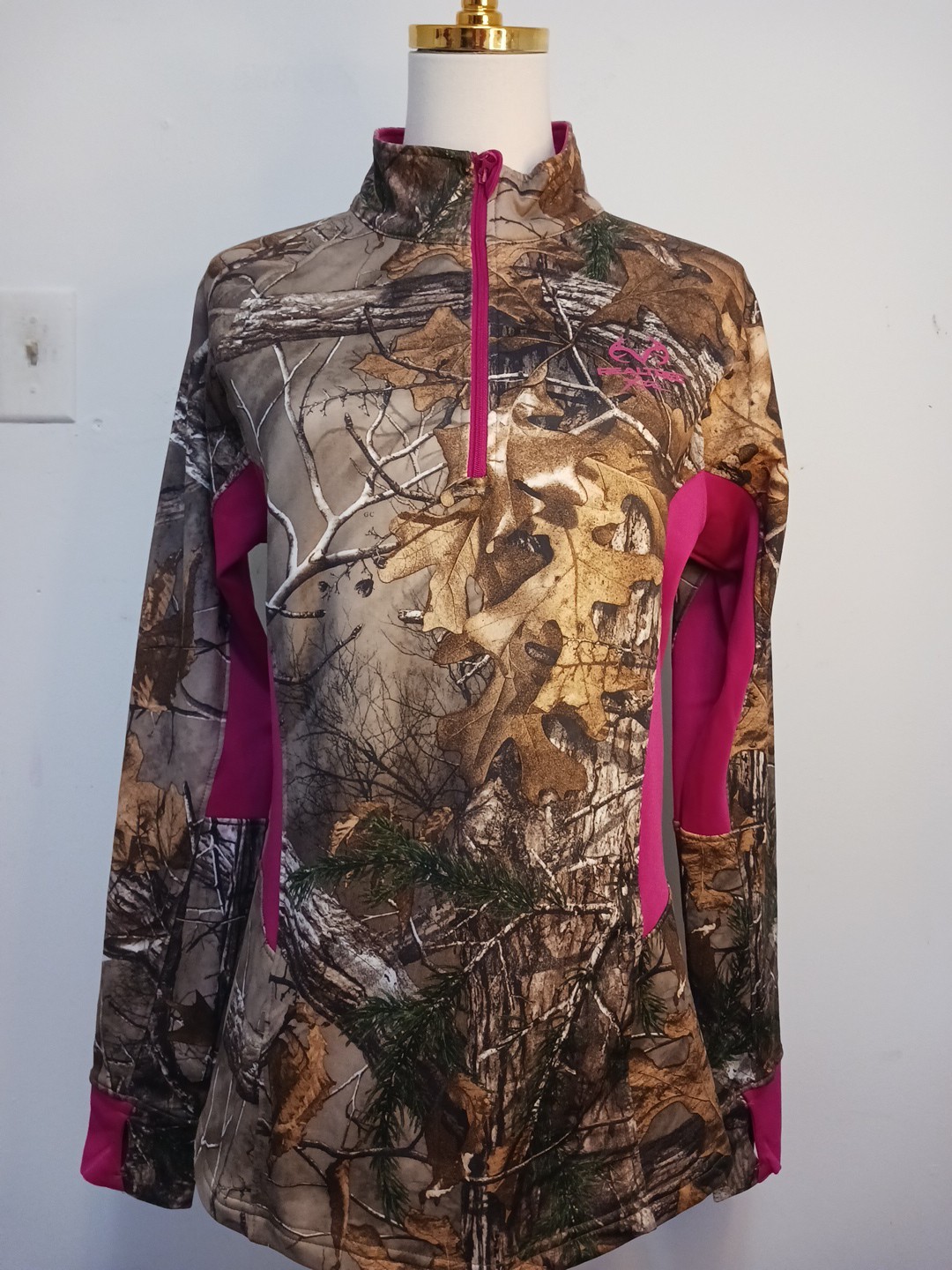 Real Tree Women's Top Pullover Jacket Camouflage Quarter Zip Size M