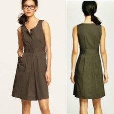 J Crew Caroline Green Dress Pleated Pockets Sleeveless Casual Classic - Size 2