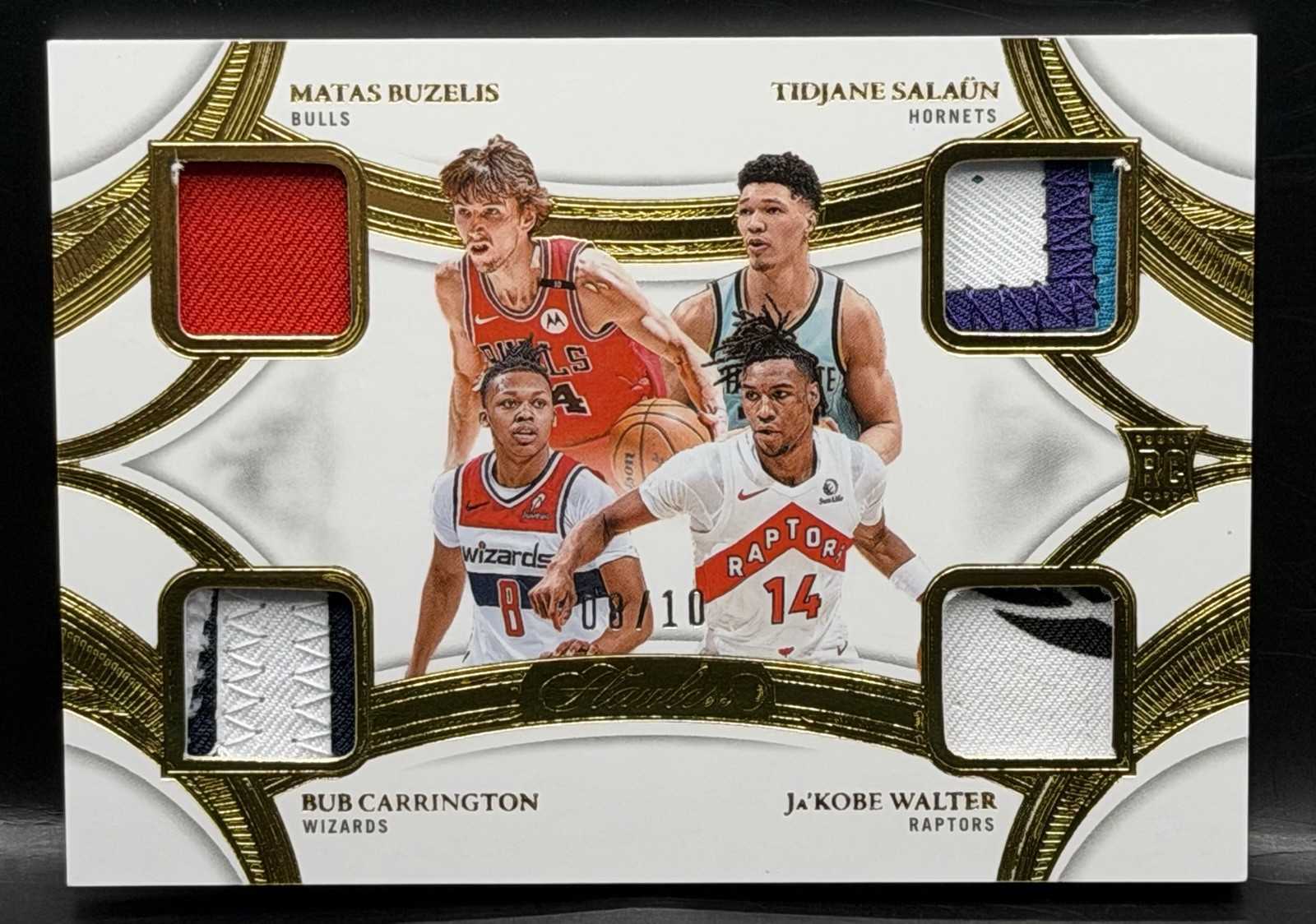 2024-25 Flawless Rookie Quad Patches Gold 8/10=1/1 Buzelis Salaün Bub Walter GU