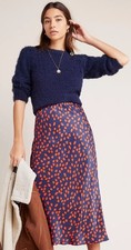 Anthropologie Maeve Evelyn Bias Midi Skirt Size XS