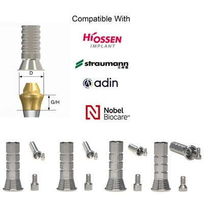 Multi-Unit Temporary cylinder conical abutment fits Hiossen/Nobel/Adin/Straumann