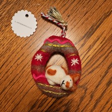 BNWT: 2025 Anthropologie Forest Friends Wool Felt Monogram Ornament Letter O
