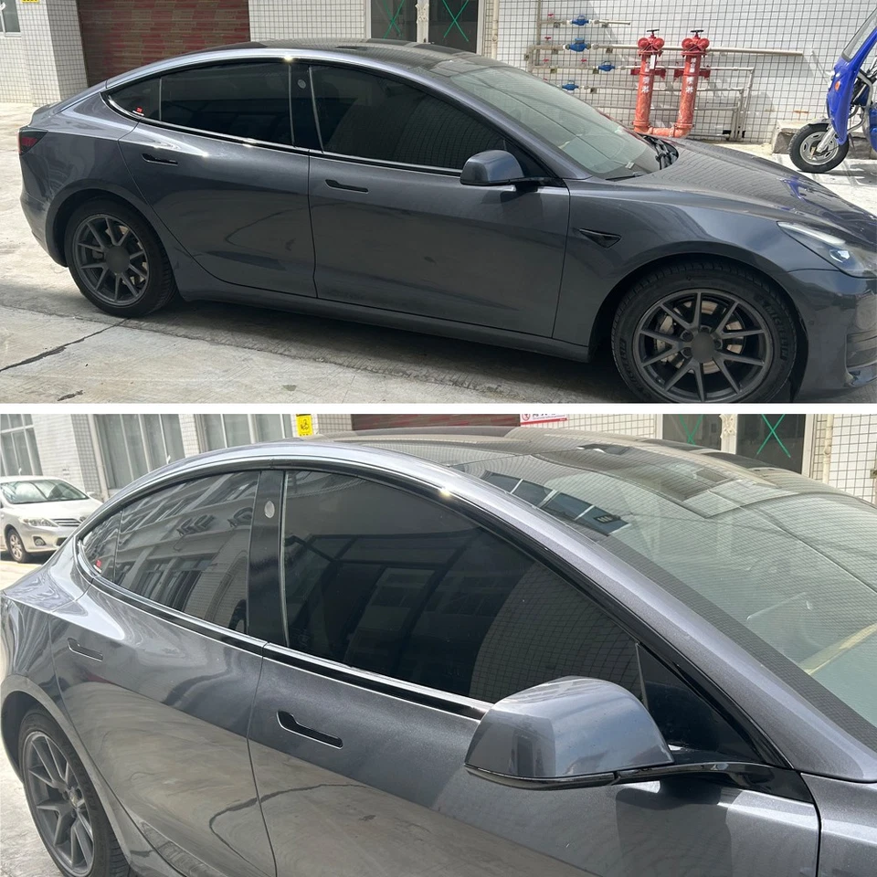 Matte/Glossy Black Chrome Delete Window Trims For Tesla Model 3 2017-2025 Foto 2 de 4