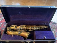 1927 Buescher True Tone Brass Saxophone Unlacquered with Case, Neck, Mouthpiece