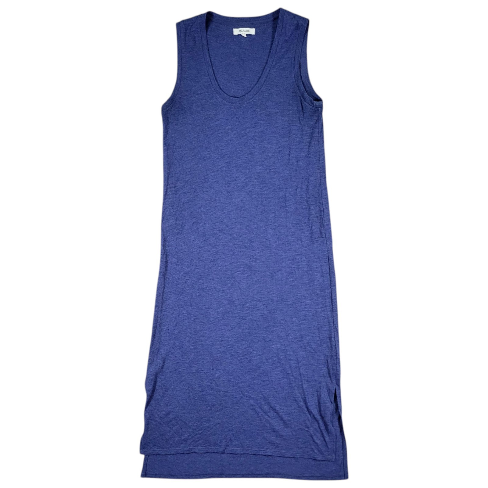 Madewell Jersey Tank Dress Womens Small Dark Blue Midi Side Slits Sleeveless