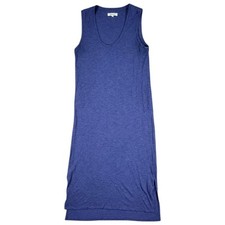 Madewell Jersey Tank Dress Womens Small Dark Blue Midi Side Slits Sleeveless