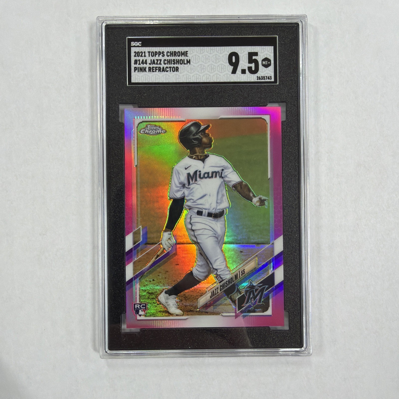2021 Topps Chrome Pink Refractor Jazz Chisholm #144 SGC 9.5 Rookie RC