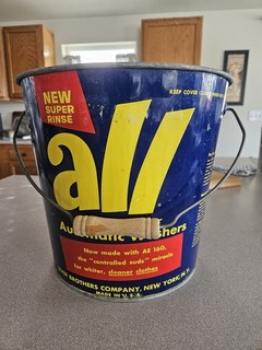 Vintage 1950s All Detergent Advertising Bucket Galvanized Metal Pail w/ Handle