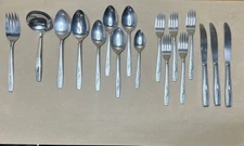 Oneida Custom Stainless Flatware Leaf 17Pc Mixed Lot Knives Forks Spoons Lite
