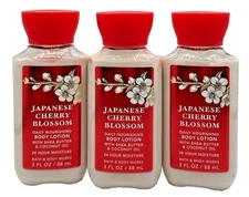 Bath & Body Works LOT 3 Bottles Japanese Cherry Blossom Daily Lotion Cream 3 oz