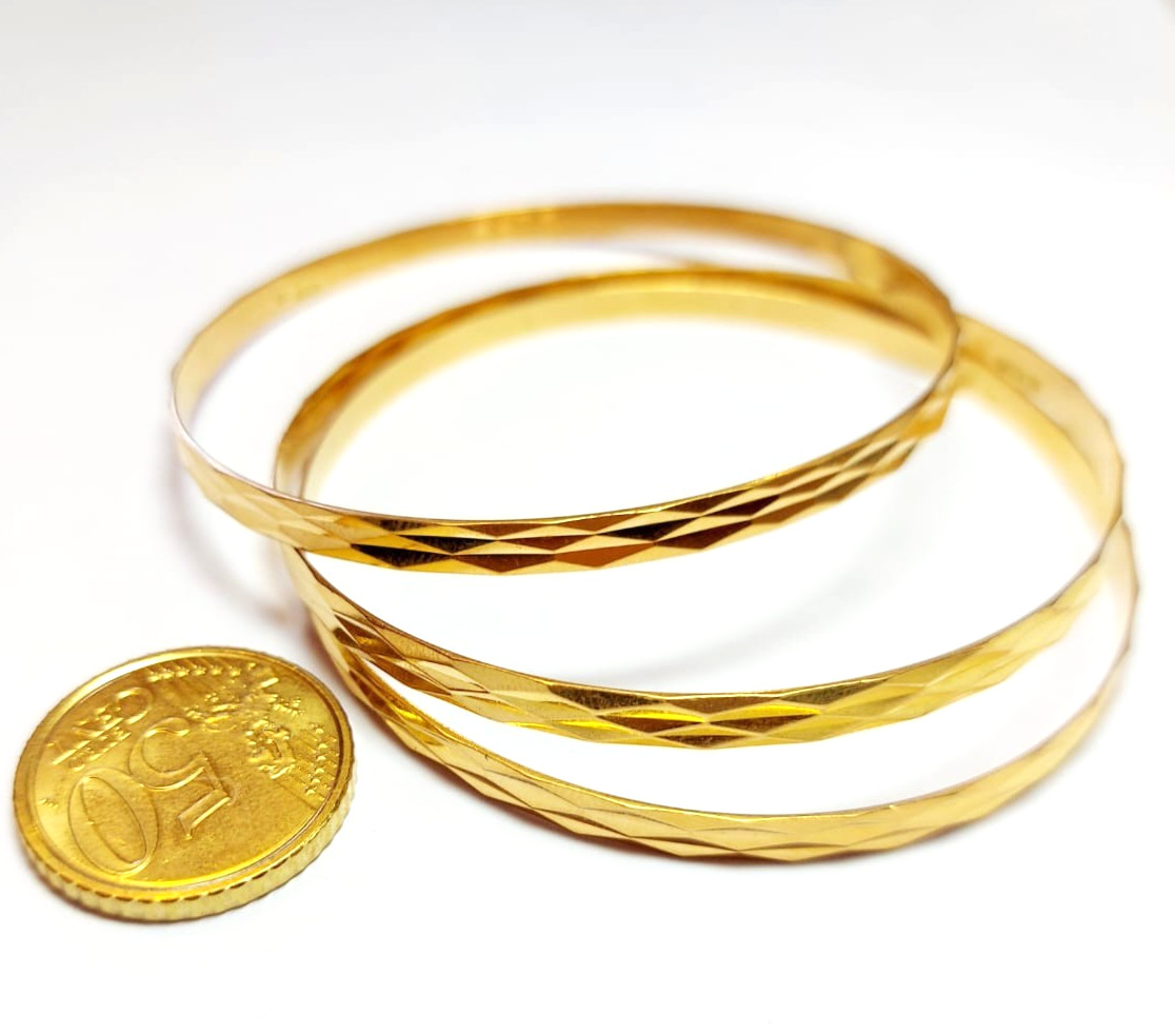 Three 18K Solid Gold Hoop Bracelets Vintage '50 I… - image 8