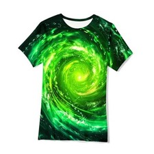 Tshirts for Boys Kids Short Sleeve T-Shirt 3D Graphic 15-16 Years Green Swirl