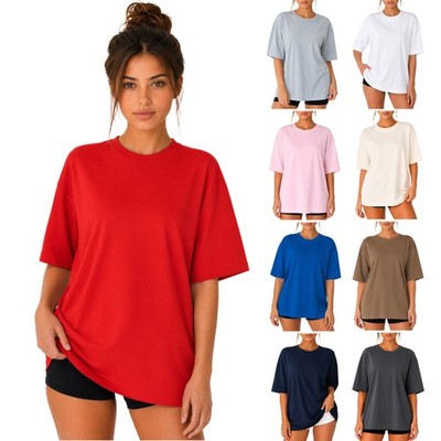 Reichstadt Damen Oversized T-Shirt Unifarben Trendig Bequem Verschiedene Farben