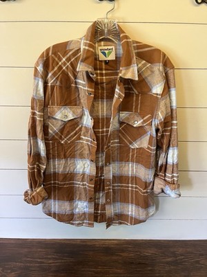 Snowbird Utah Ski Resort Men s Long Sleeve Flannel Size Small Brown Pearl Snap