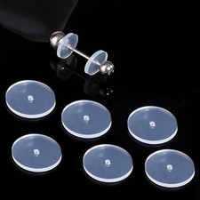 0.47 Inch Silicone Earring Backs Stoppers for Piercings, Clear Discs, 12mm, N...