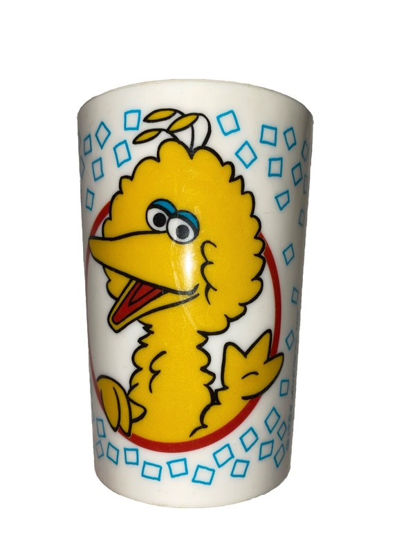 Vintage 1989 Sesame Street Big Bird Plastic Cup Jim Henson Muppets Peter Pan