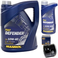 ÖL Set Mannol Defender 10W-40 API SN 6 Liter + ÖLfilter SM158 FüR Lancia Lybra