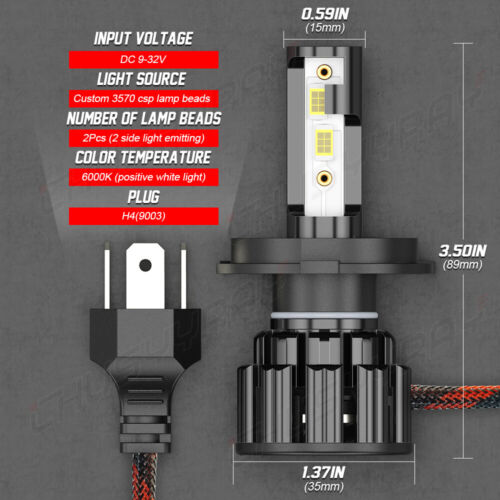 For Can Am Ryker 600 900 LED Bulbs 2019-2021 Super Bright Hi-Low 3200LM Premium - Picture 3 of 21