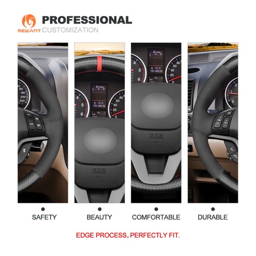 DIY PU Carbon Fiber Synthetic Suede Car Steering Wheel Cover for Honda CR-V CRV - Bild 7 von 10