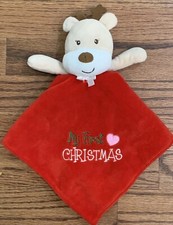 Baby Starters Security Blanket Lovey My First Christmas Reindeer Satin Back EUC