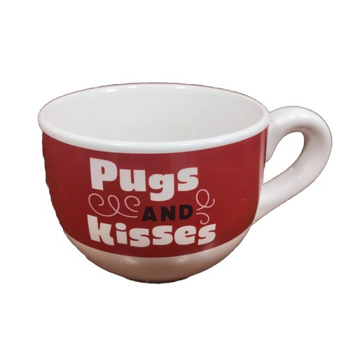 Pug Coffee Mug - PUGS & KISSES - Large Coffee Mug - Microwave & Dishwasher Safe - Picture 1 of 4