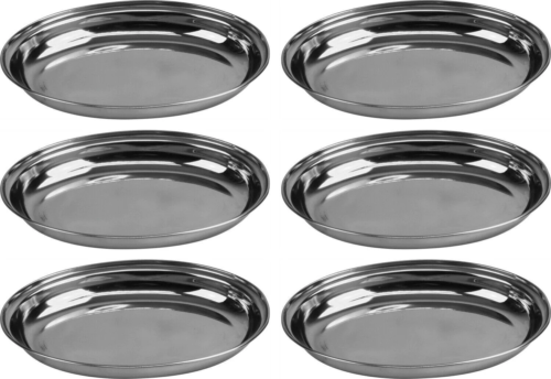 6x Stainless Steel Oval Curry Dish Bowl Tray Catering 20cm - Picture 1 of 1