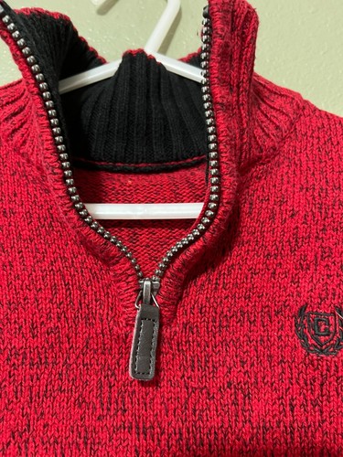 Little Boys Chaps Red & Black Marbled Cotton Sweater, Size 6 - Picture 2 of 5