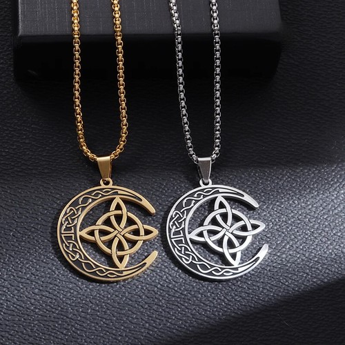 Stainless Steel Witchy Witch Knot Moon Pendant Necklace Women's Charm Fashion - Picture 8 of 59