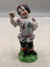 Handbemalte Porzellan Figur Mann mit Tasse