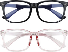 2 Pack Blue Light Glasses for Women Men Square Frame Computer Glasses Anti Glare