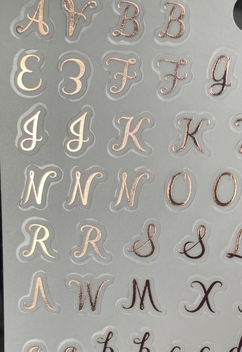 "Pegatinas artesanales álbum de recortes letras números escritura laminados oro rosa de 1/2""" - Imagen 2 de 2
