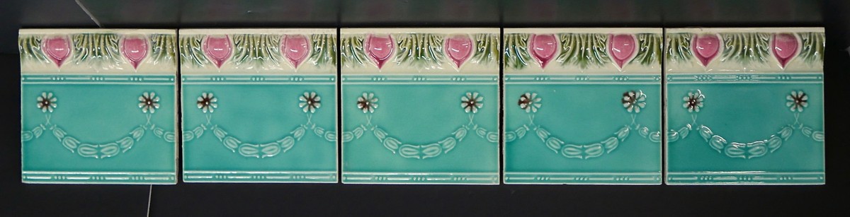Antique Floral Tiles Set = 5 Japan | eBay