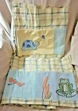 Kidsline Leap Froggie 2 Window Valances Baby Nursery Blue Yellow Plaid Frog Fly