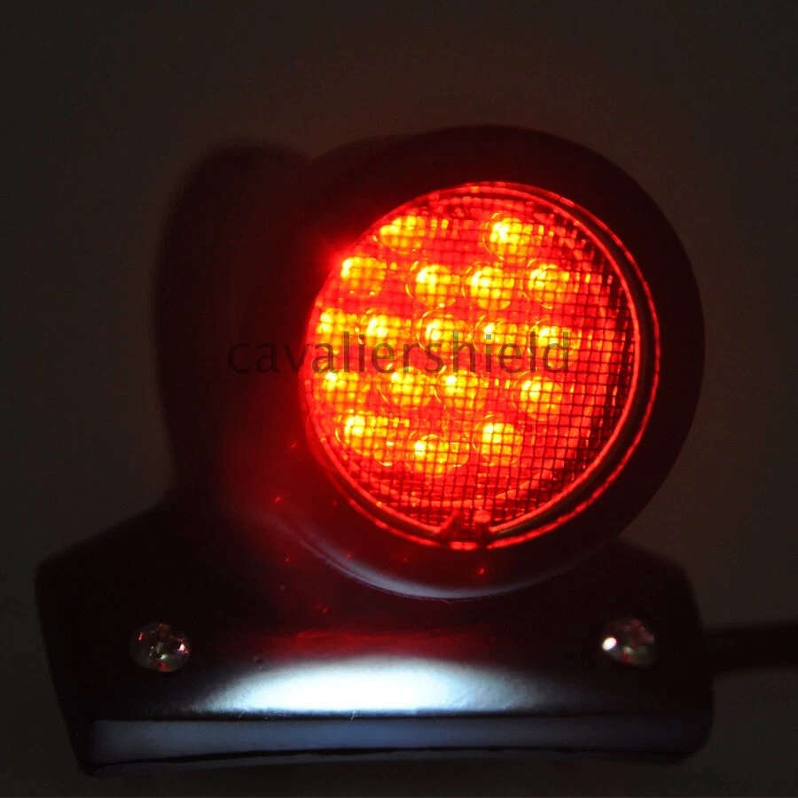 Luz trasera de freno negra LED retro 12v para Harley Bobber Chopper Foto 3 de 4