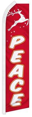Pack of 2 Peace (Reindeer) Red Swooper Super Feather Marketing Flag 100D