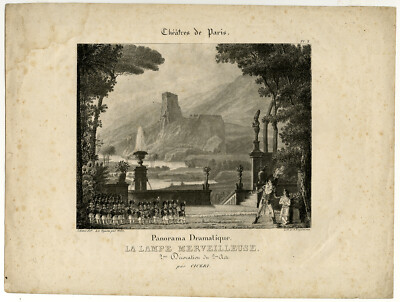 Antiker Meisterdruck-LAMPE MERVEILLEUSE-CICERI-THEATER-Engelmann-Weber-1827