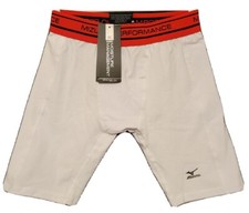 Mizuno YOUTH/MENS Compression Sliding Shorts White w/ Cup Pocket Baseball NEW