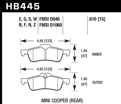 Hawk Performance HB445W.610 DTC-30 Disc Brake Pad Fits 02-09 Cooper