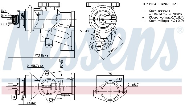 Nissens 98475 Agr-Ventil FüR Combo Corsa C 1.7D 09.00- Opel-image