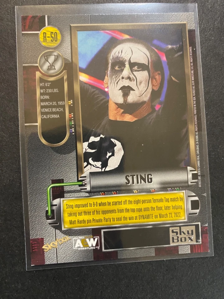 Sting - 2022 Skybox Metal Universe AEW Wrestling " Retro"Card #R-50 - Image 2 of 2