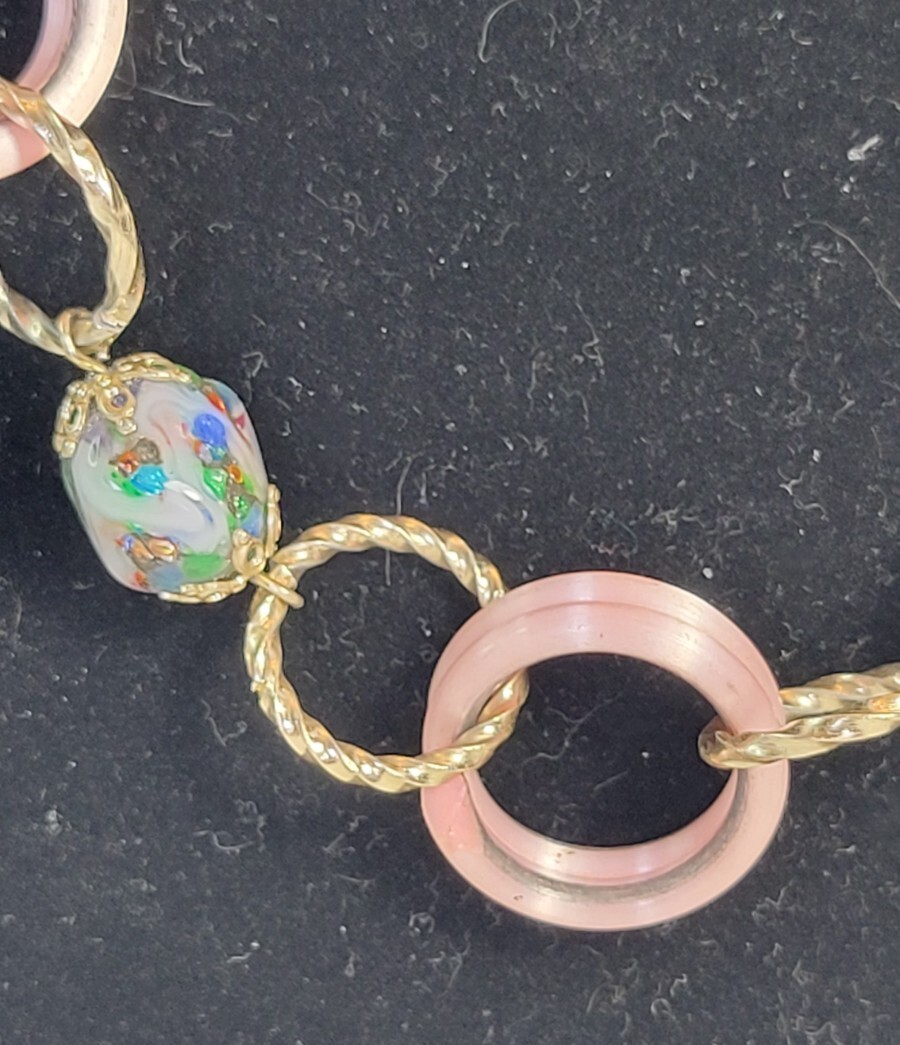 String Wrapped Pink Double Circle Gold Circle,   … - image 4