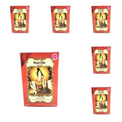 N J D Henné Acajou Poudre Coloration Teinte Cheveux 6x100gr Naturel France EB